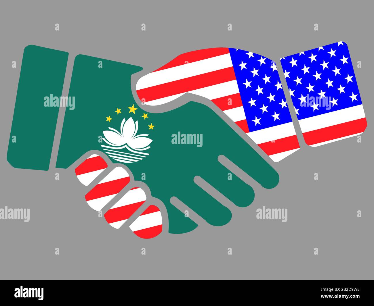 Macau and USA flags Handshake vector Stock Vector