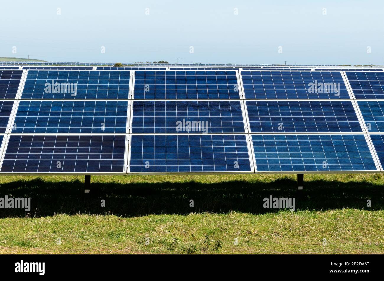 solar panels in a agricultural field setting Stock Photo