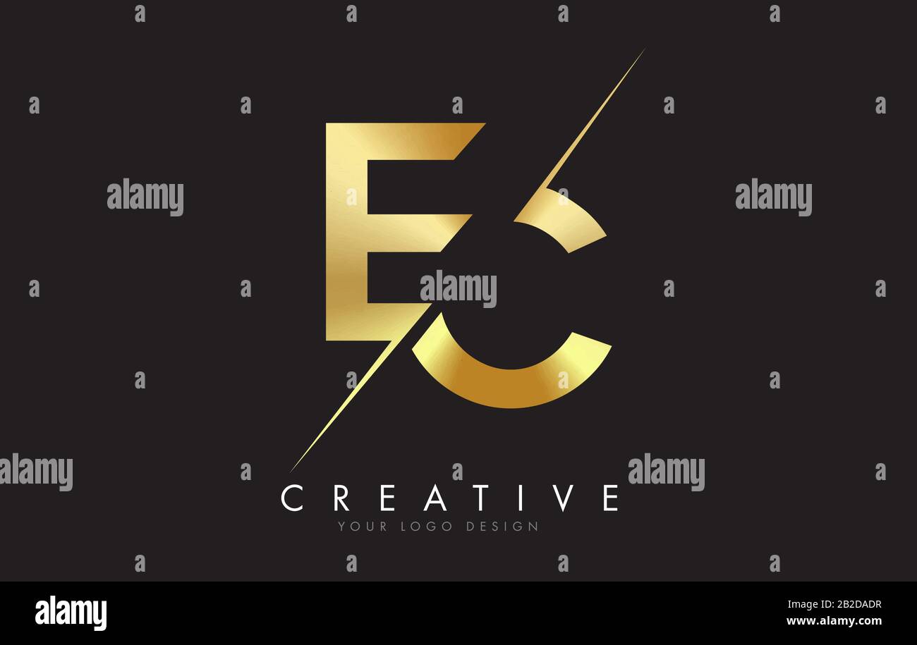 EC E C Golden Letter Logo Design with a Creative Cut. Creative logo ...