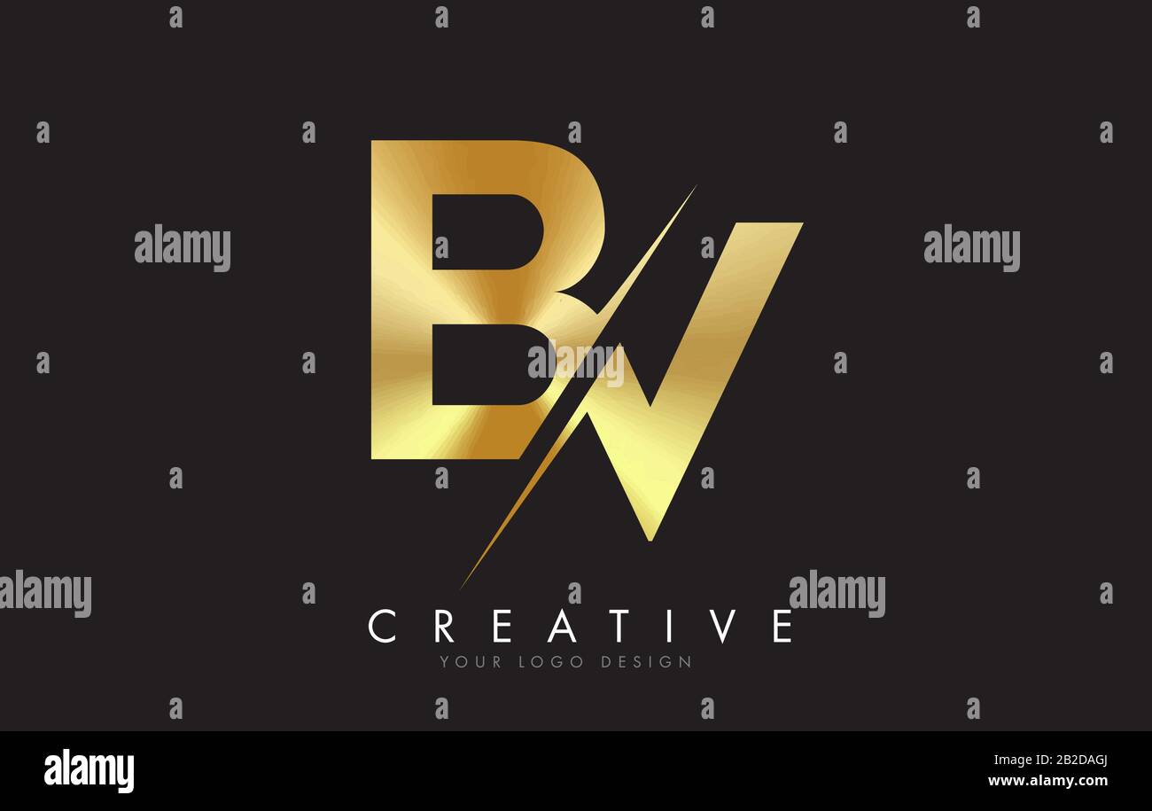 Bv B V Golden Letter Logo Design With A Creative Cut Creative Logo Design With Black Background Stock Vector Image Art Alamy