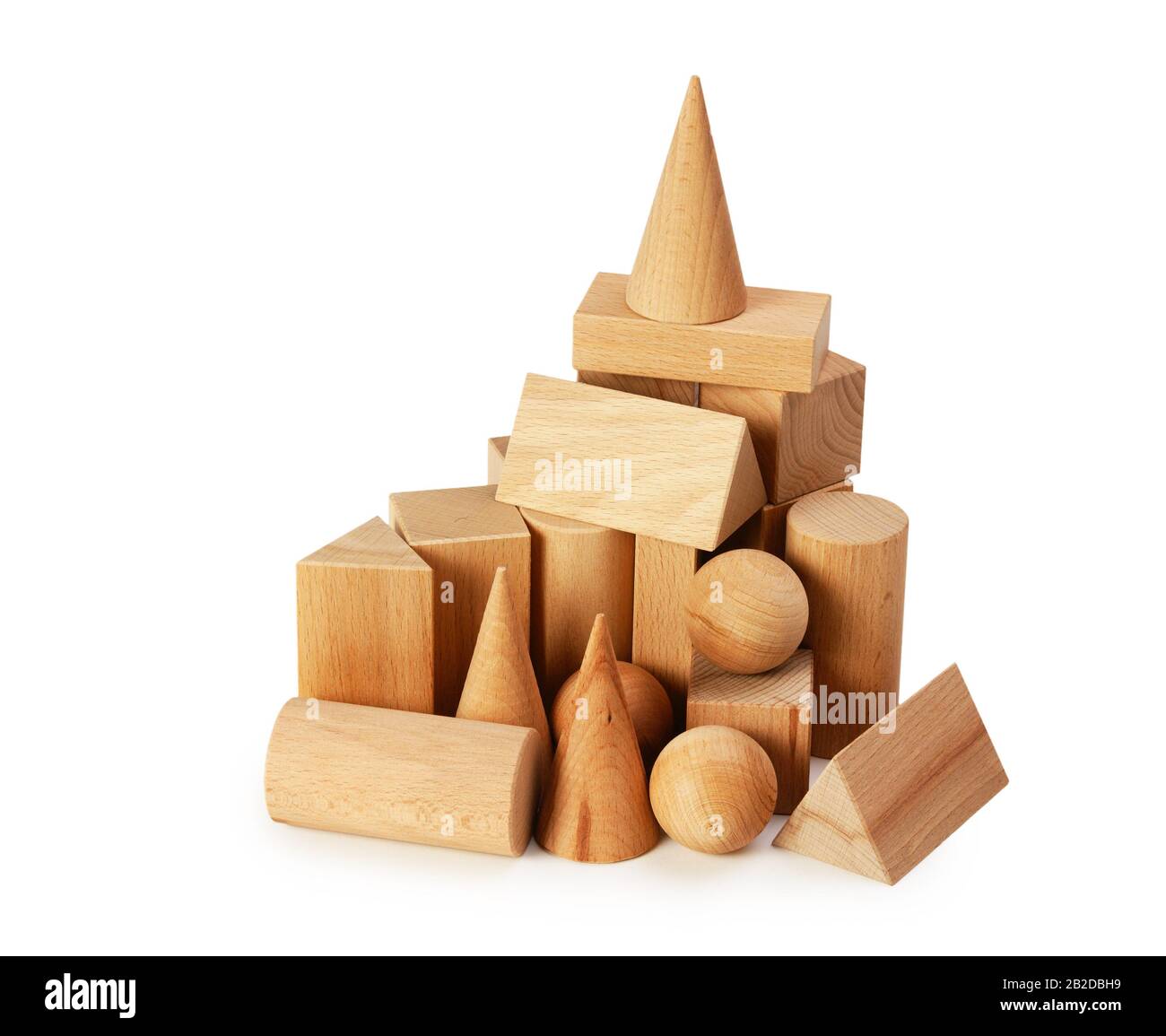 wooden geometric shapes isolated on a white background Stock Photo Alamy
