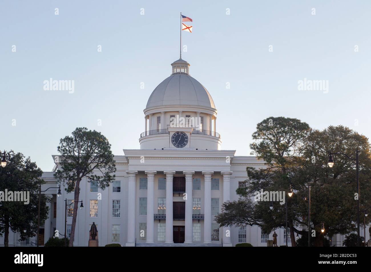 The Alabama State Capitol building in Montgomery Alabama located on Capitol Hill, originally Goat Hill. Stock Photo