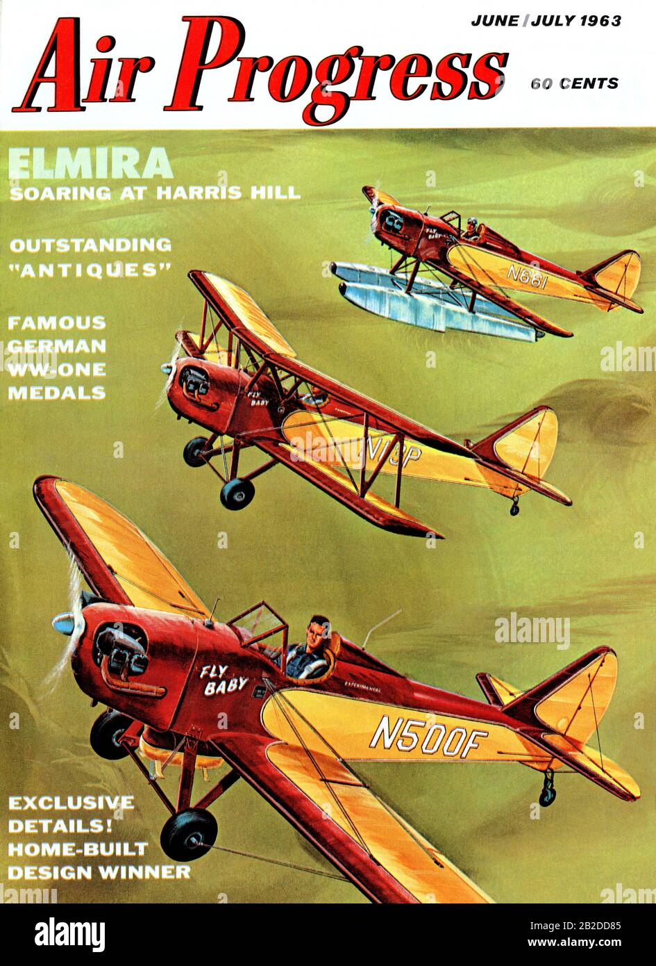 Three plane types showing progress of amateur aviation Stock Photo