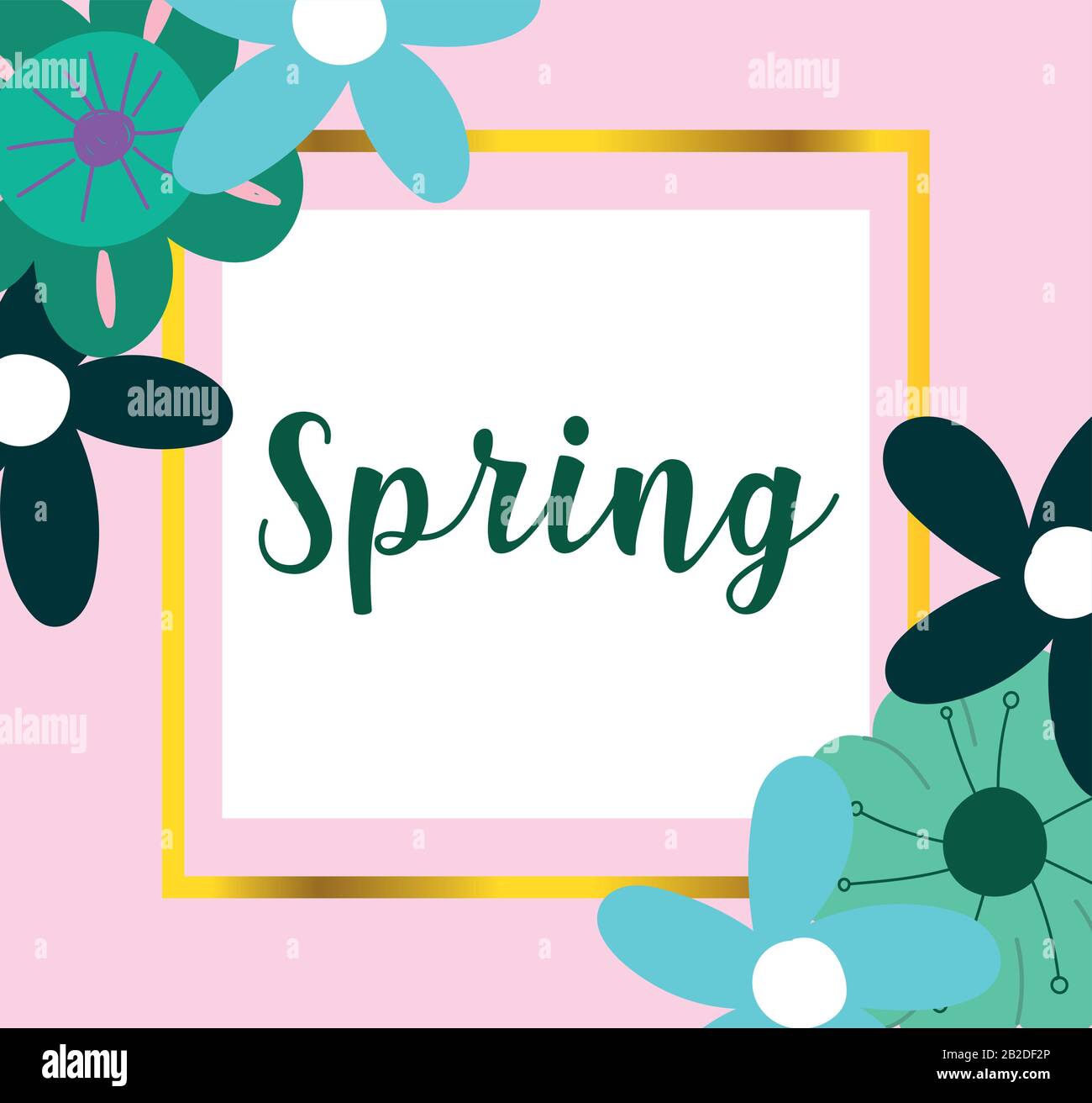 Hello Spring Photo Frame hello spring, frame lettering flowers bloom decoration vector ...