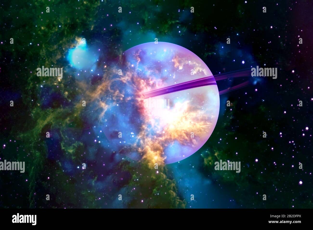 Fantastic Saturn collapsing. Elements of this image were furnished by ...