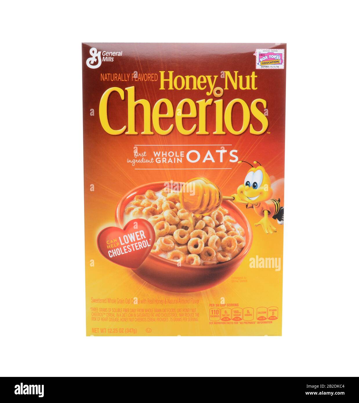 IRVINE, CA - FEBRUARY 19, 2015: Honey Nut Cheerios. Introduced in 1979 by General Mills it is a slightly sweeter version of the original Cheerios brea Stock Photo