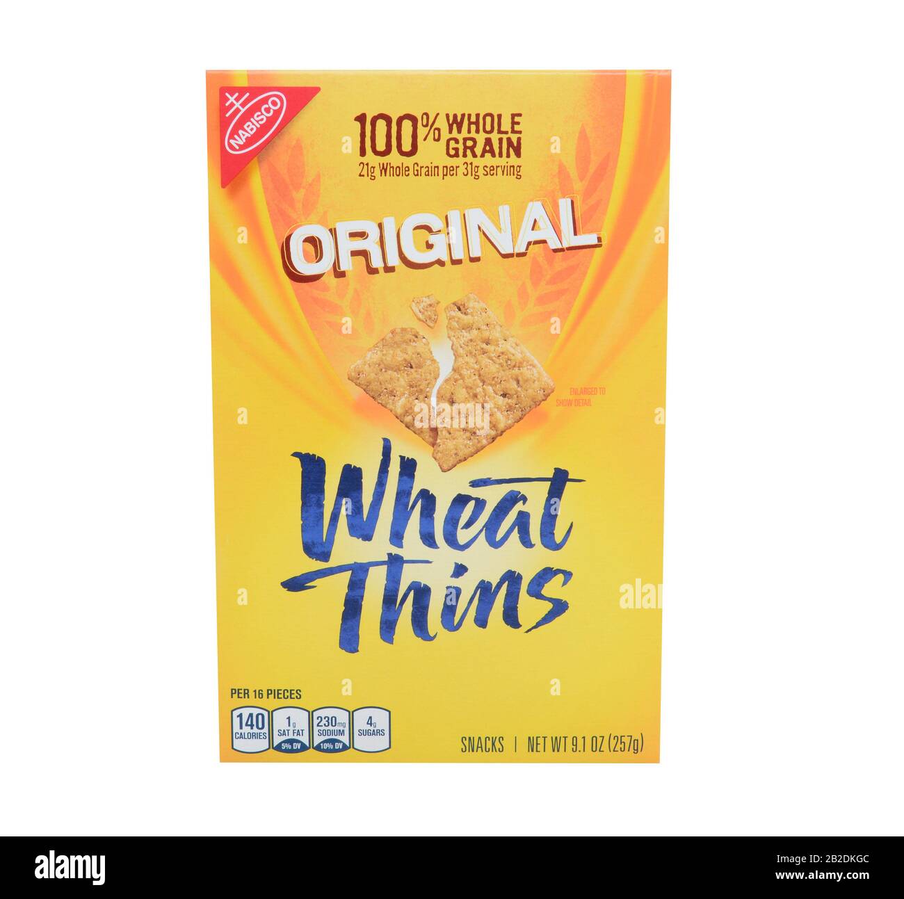 IRVINE, CA - FEBRUARY 19, 2015: Nabisco Wheat Thins Crackers. Originally known as the National Biscuit Company, Nabisco is an American manufacturer of Stock Photo