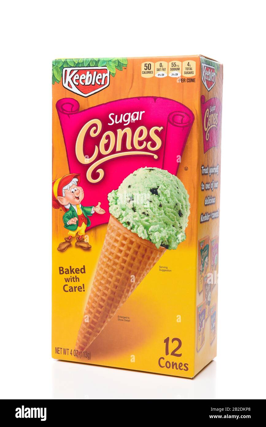 IRVINE, CALIFORNIA - APRIL 5, 2018: Keebler Sugar Ice Cream Cones. Keebler is curently a subsidiary of Kelloggs. Stock Photo