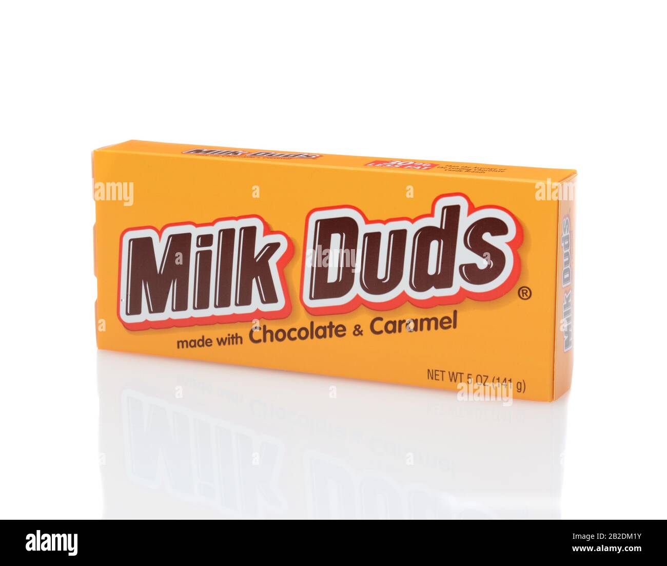 IRVINE, CALIFORNIA - DECEMBER 12, 2014: A box of Milk Duds Candy. Manufactured by the Hershey Company, the chewy caramel and chocolate candies are a p Stock Photo