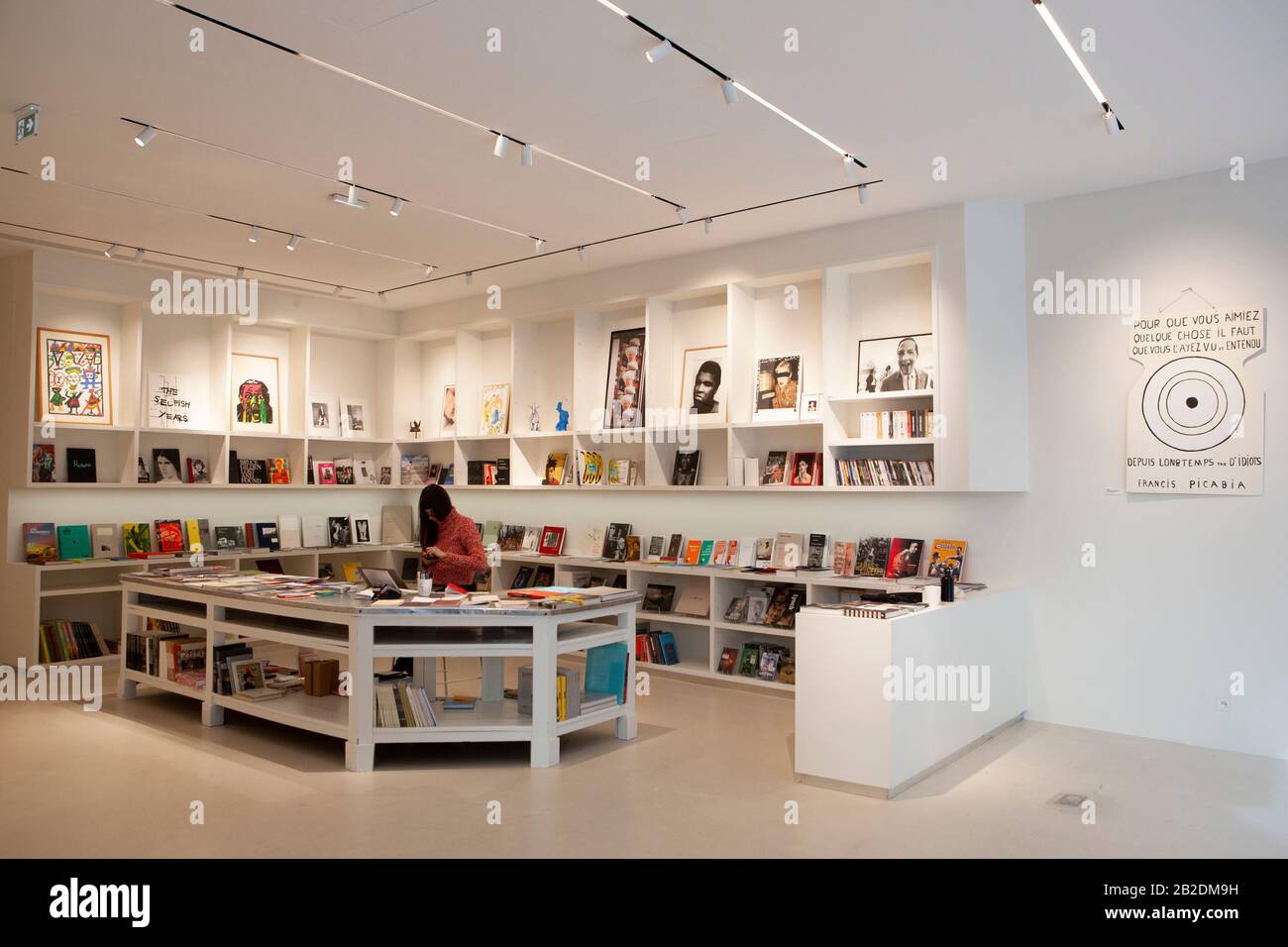 Paris: the bookshop at La Fab, a new gallery open in south-east Paris to show the contemporary art collection of fashion designer Agnes B. Artists in the collection include Jean-Michel Basquiat, Alexander Calder, Louise Bourgeois and Andy Warhol. Stock Photo