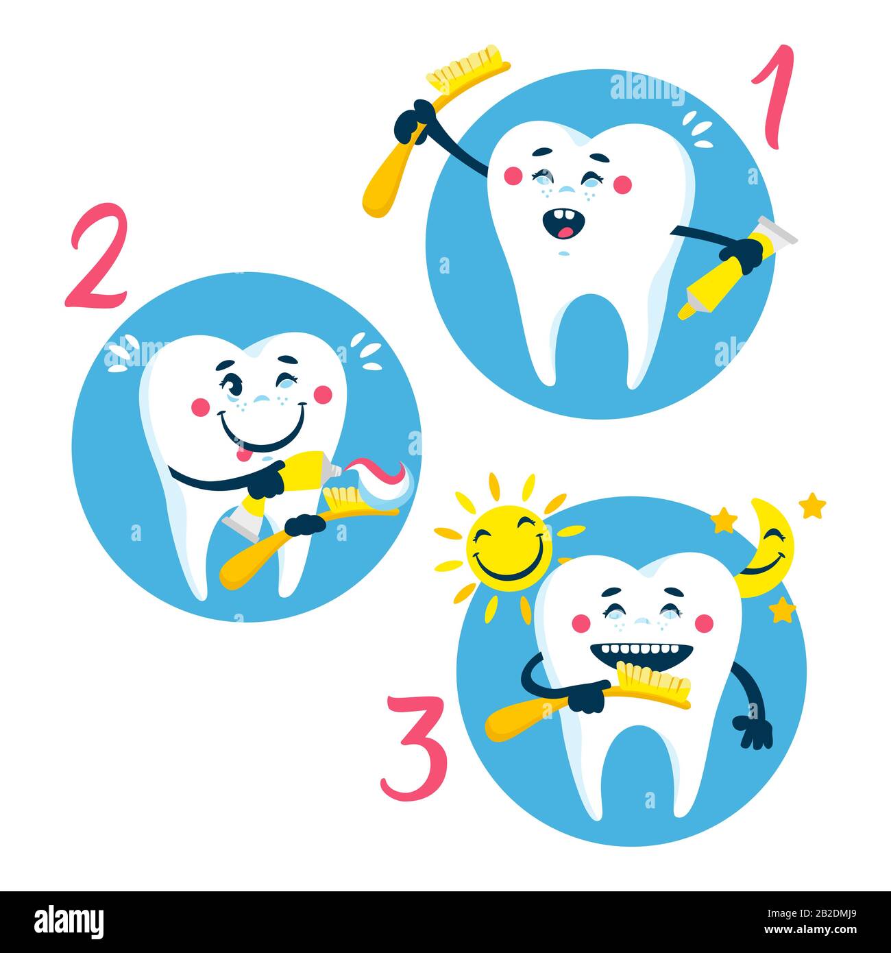 Set of clean and dirty tooth on blue background Stock Vector Image ...
