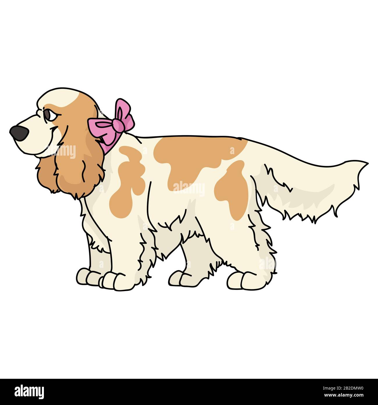 Cute cartoon cocker spaniel with girly bow dog vector clipart. Pedigree  kennel dog lovers. Purebred domestic puppy for pet parlor illustration  mascot Stock Vector Image & Art - Alamy