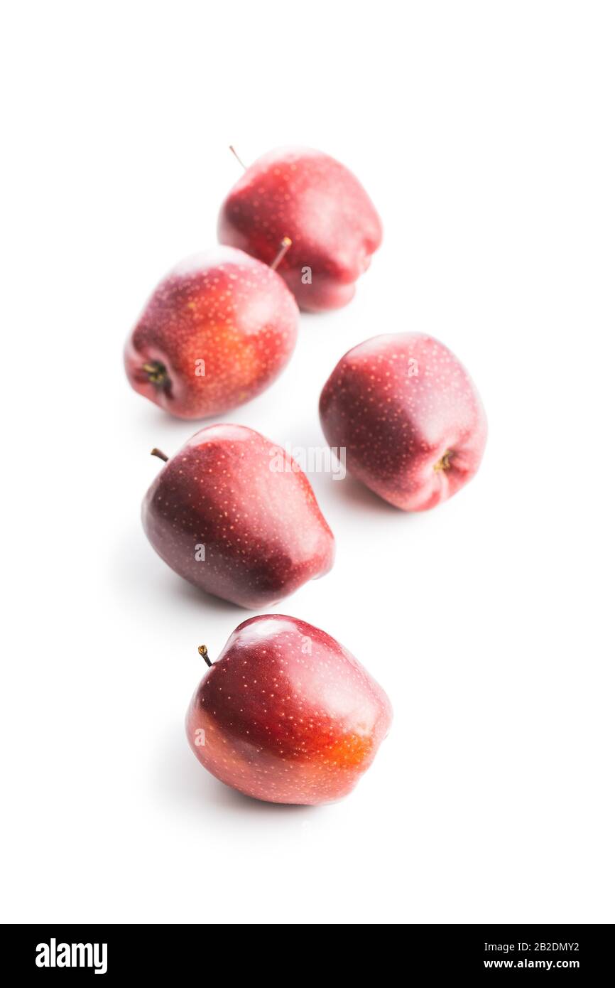 Ripe red apples isolated on white background. Stock Photo