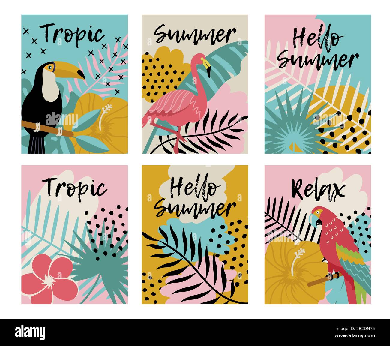set of tropical birds and flowers vector Stock Vector Image & Art - Alamy