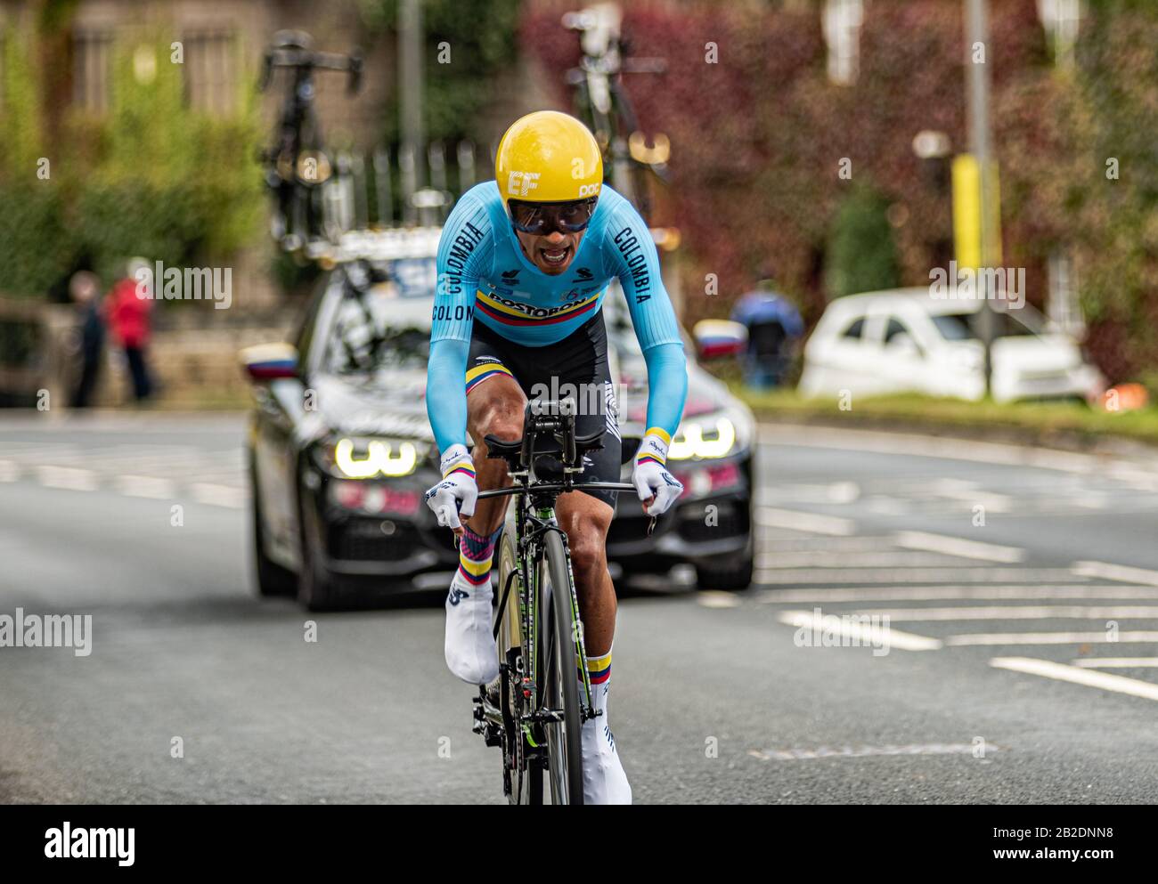 Daniel Felipe Martínez in the 2019 UCI World championships Men's Time trial event, Harrogate, England Stock Photo