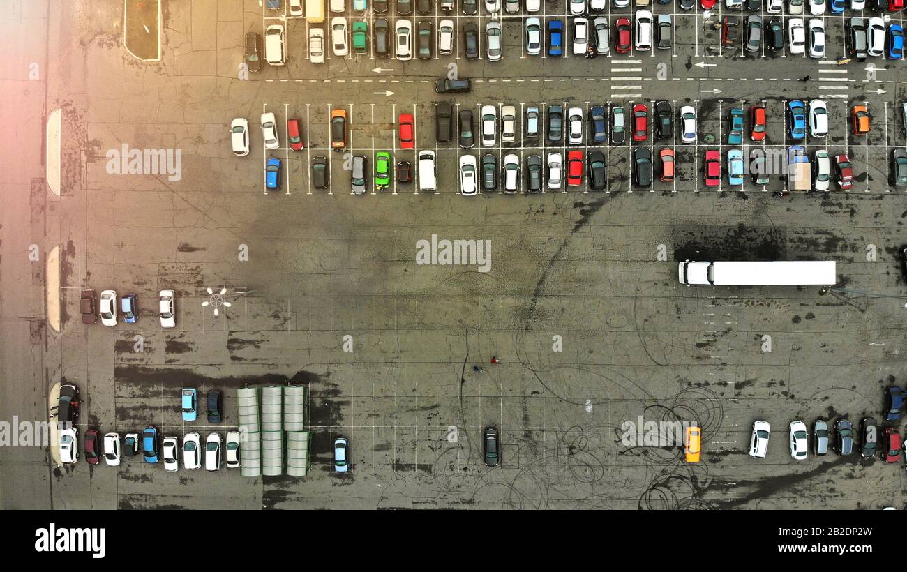 Aerial view truck parking lot hi-res stock photography and images - Alamy