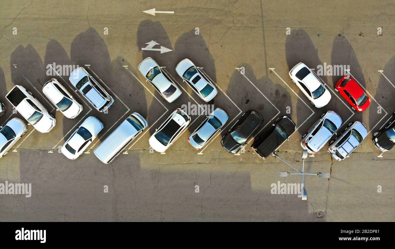 Aerial crowded parking lot hi-res stock photography and images - Alamy