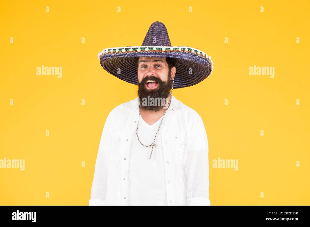 Mexican party. man in mexican sombrero hat. Celebrate traditions ...