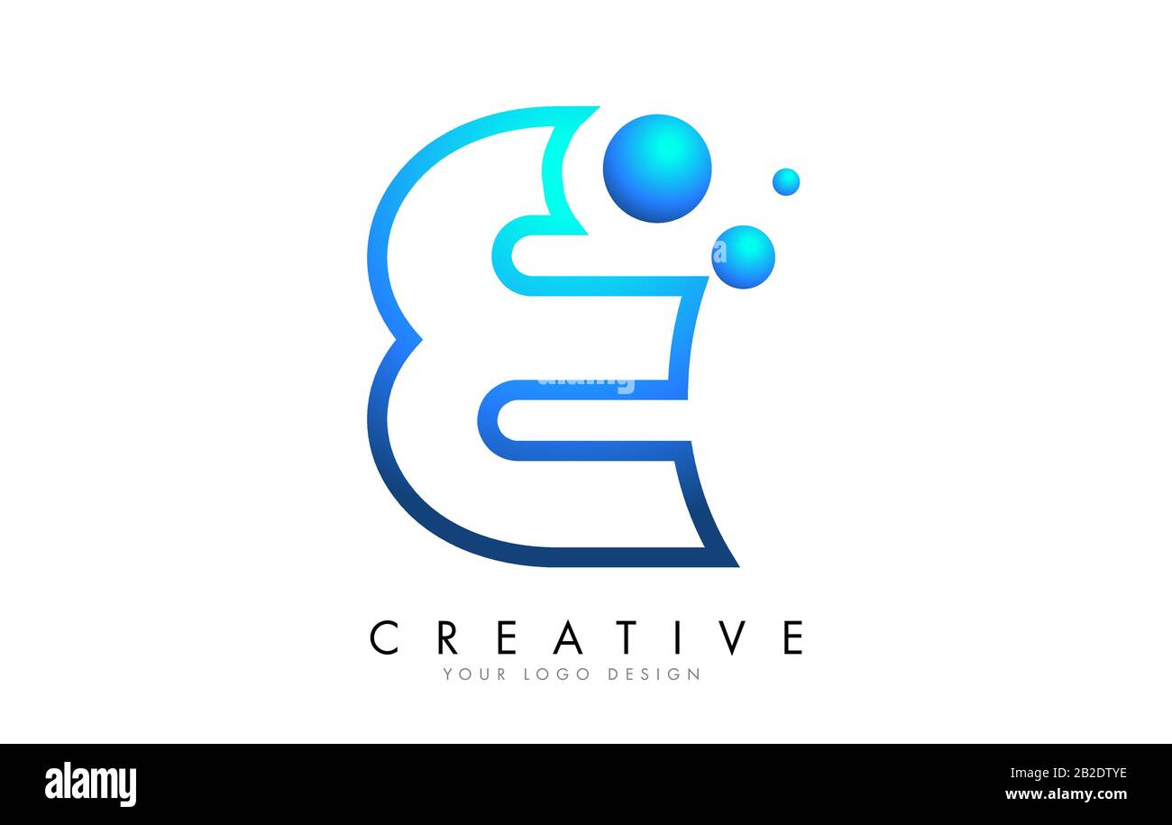 E Letter Logo Design With 3d And Ribbon Effect And Dots Colorful Rounded Letter With Blue Gradient Stock Vector Image Art Alamy