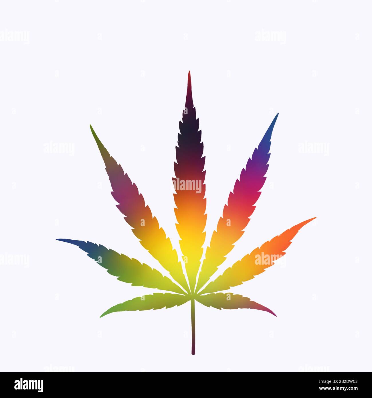 Rainbow abstract blurred gradient marijuana cannabis leaf weed icon logo symbol sign illustration for your projects. Stock Photo