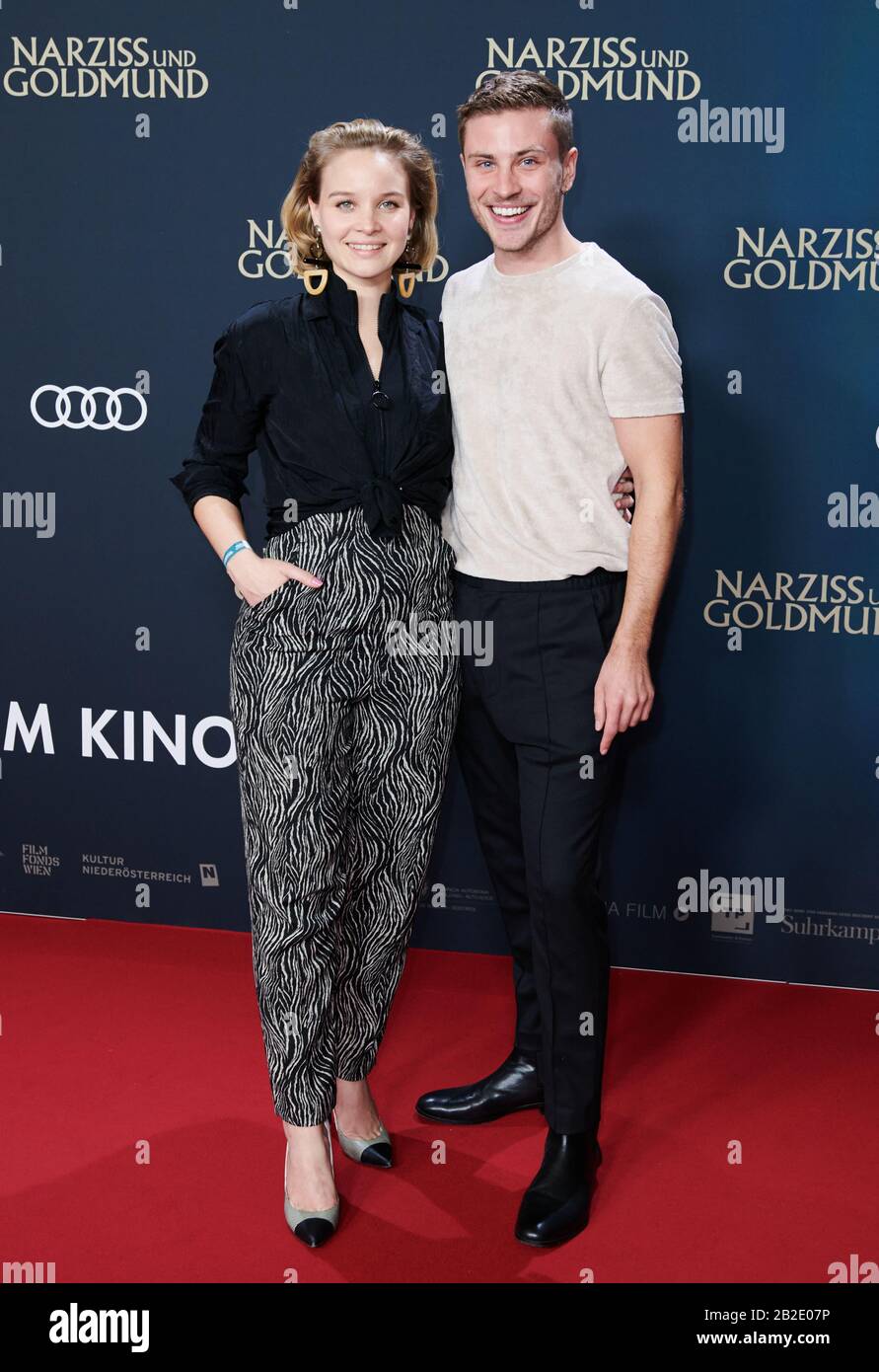 Berlin, Germany. 02nd Mar, 2020. The actors Sonja Gerhardt (l) and Jannik Schümann come to the