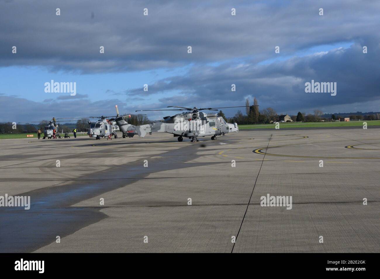 Wildcat helicopters at Yeovil air station. Stock Photo