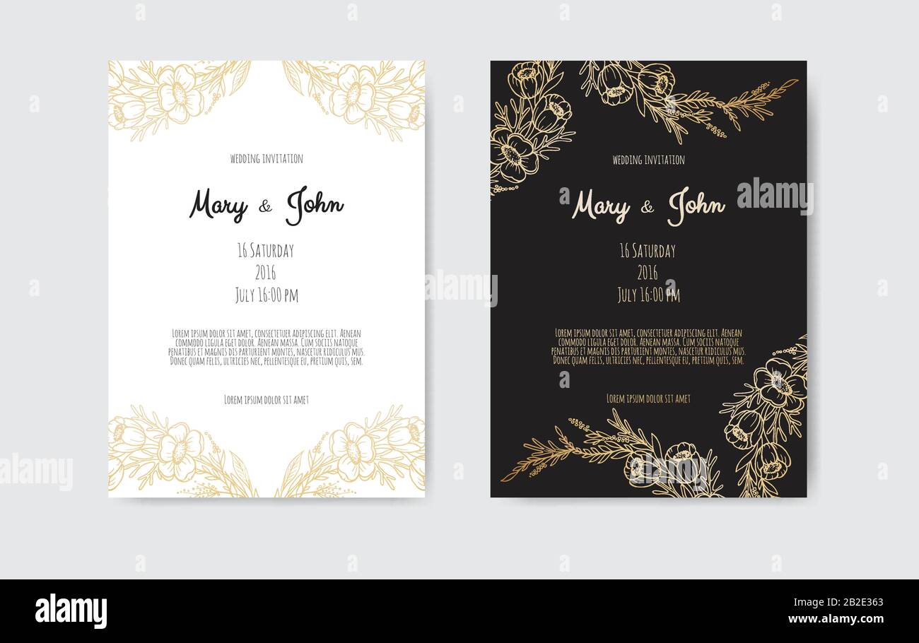 Vector floral design card. Greeting, postcard wedding invite template