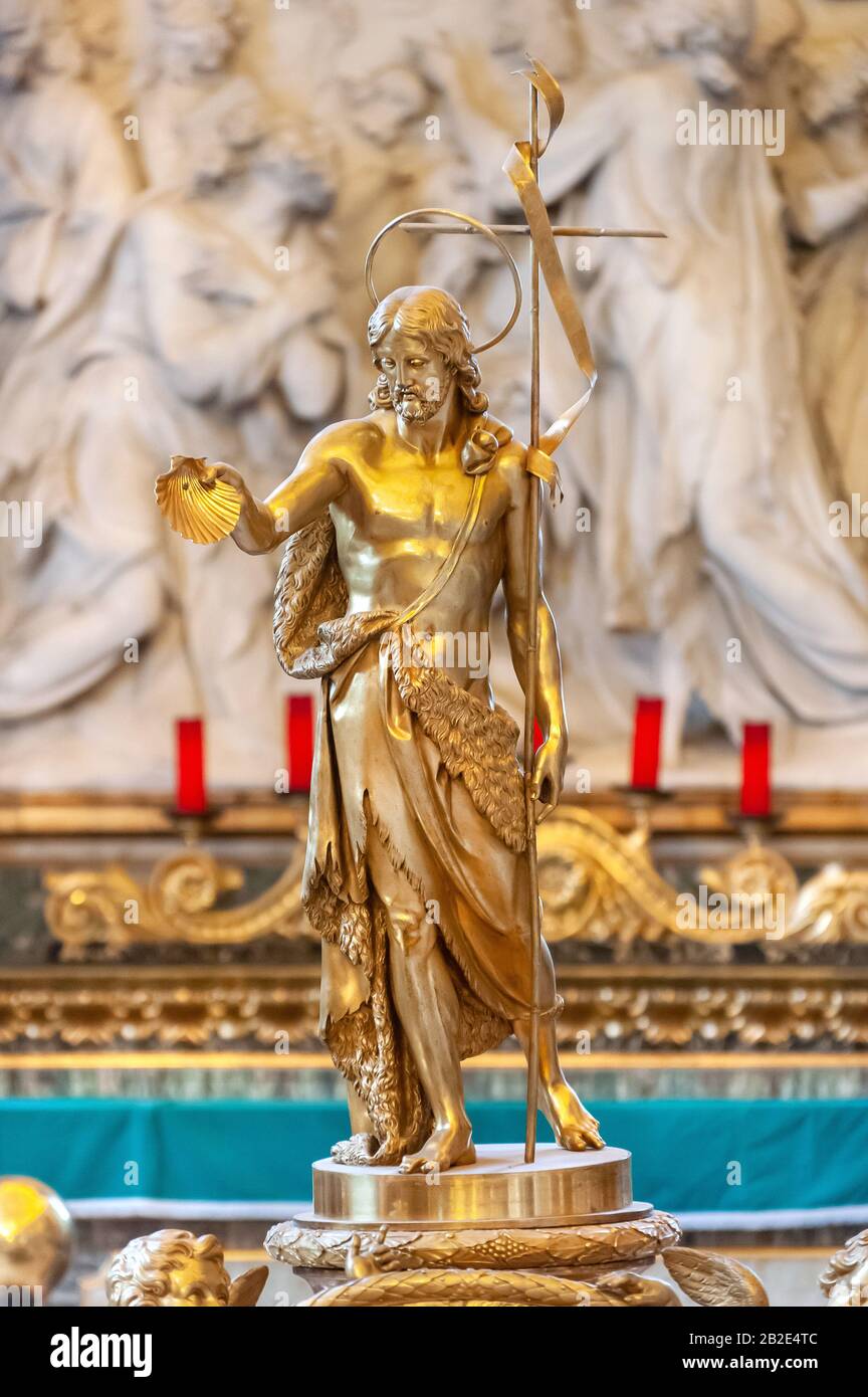 Golden Christ statue at Basilica Papale di Santa Maria Maggiore, Rome Stock Photo