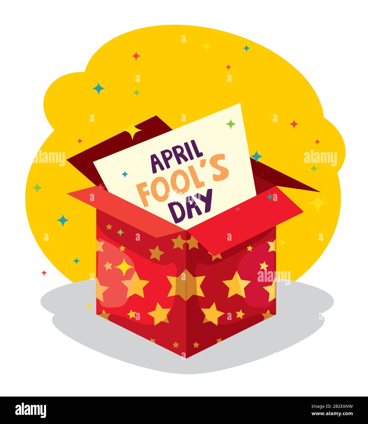 april fools day and box with stars Stock Vector