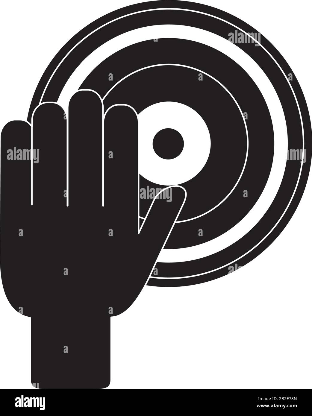 hand dj vinyl mixer melody sound music vector illustration silhouette ...