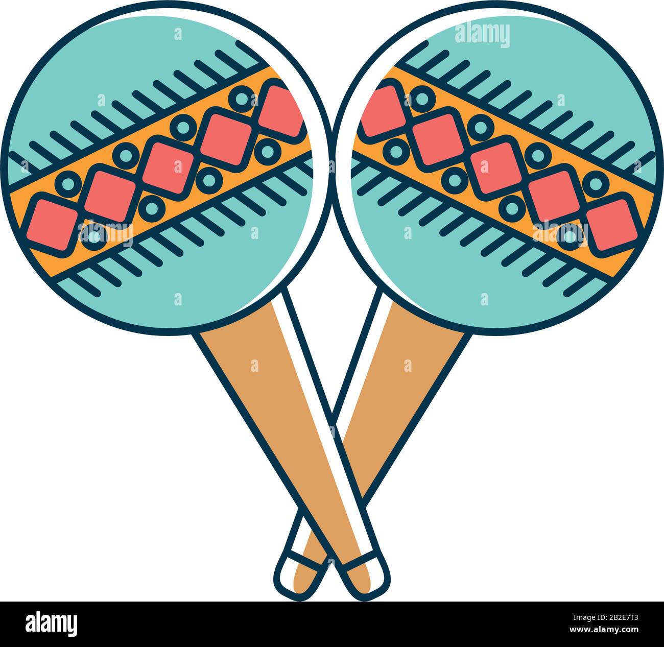 maracas instrument melody sound music vector illustration line and fill