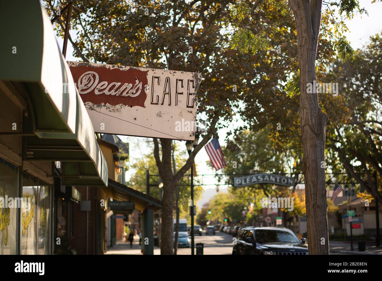 Cafe and street view in Pleasanton, California Stock Photo Alamy