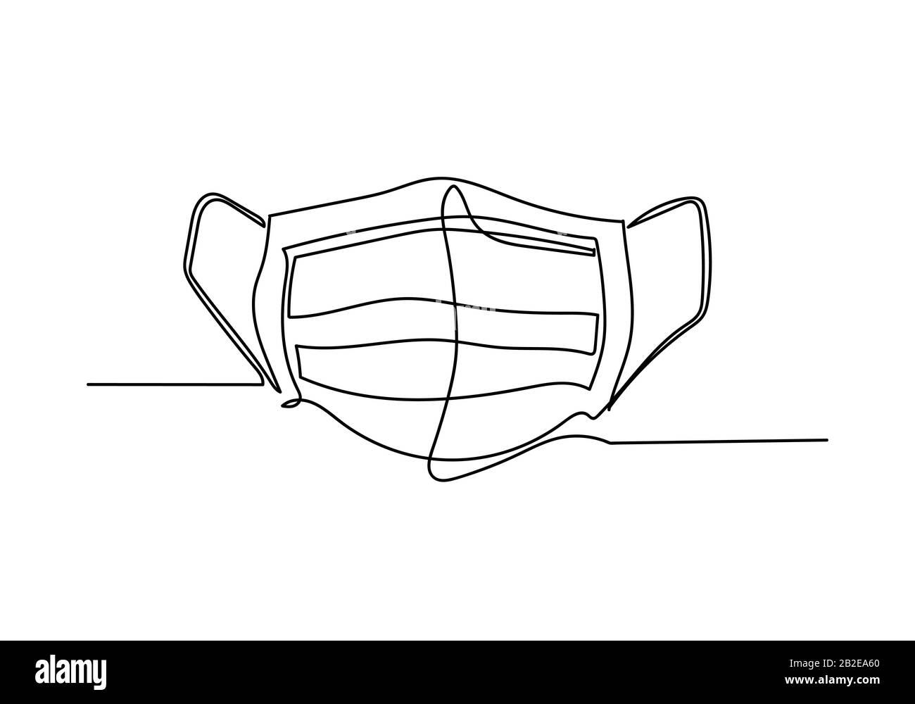 Continuous one line illustratione of Safety breathing Industrial safety N95 or covid-19 and corona virus masks. Stock Photo