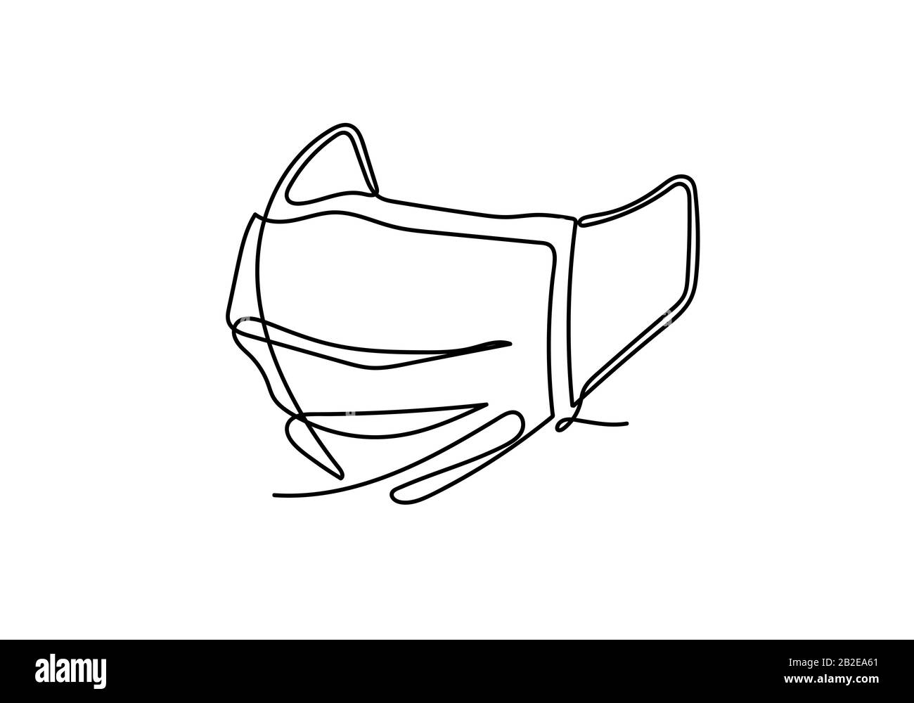 Continuous one line illustratione of Safety breathing Industrial safety N95 or covid-19 and corona virus masks. Stock Photo