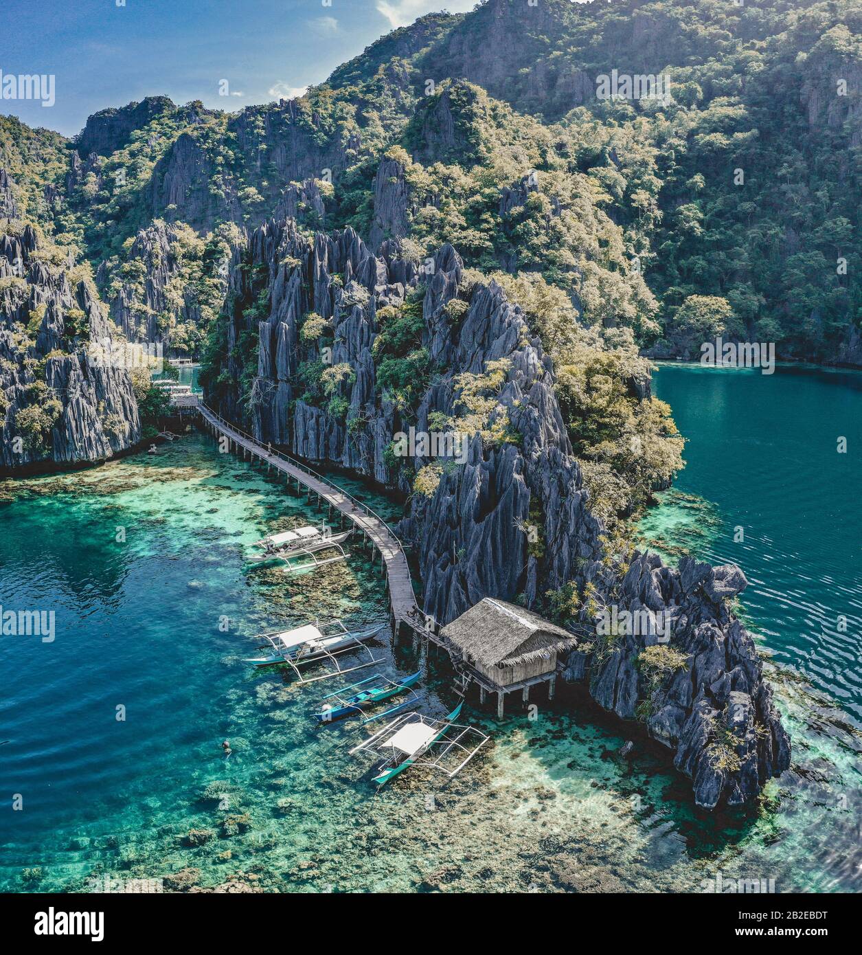 Aerial view of the Twin Lagoon in coron island, Palawan, Philippines Stock Photo
