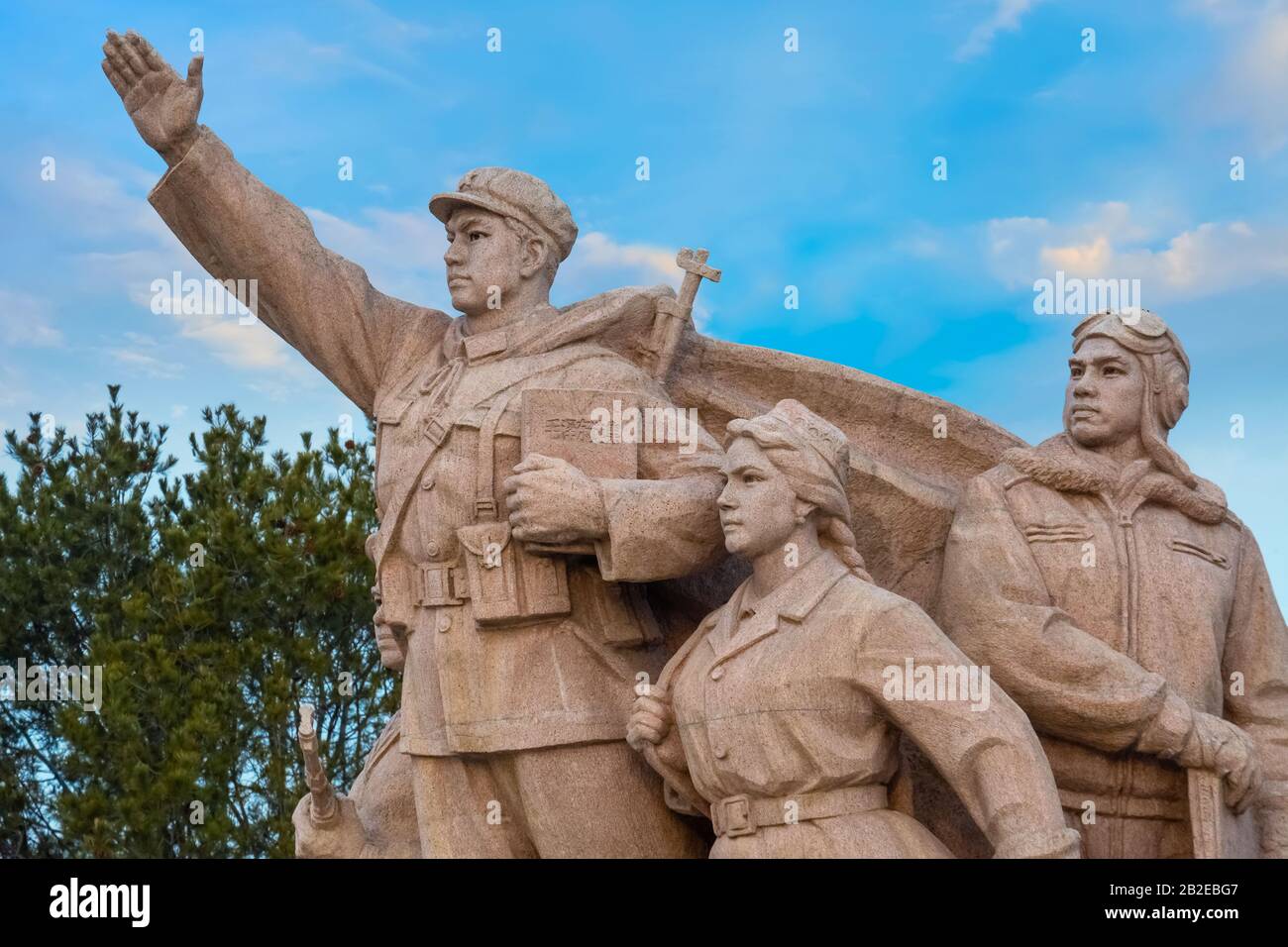 Beijing, China - Jan 17 2020: Monument's of people at Memorial Hall of Chairman Mao, the final resting place of Mao Zedong, Chairman of the Communist Stock Photo