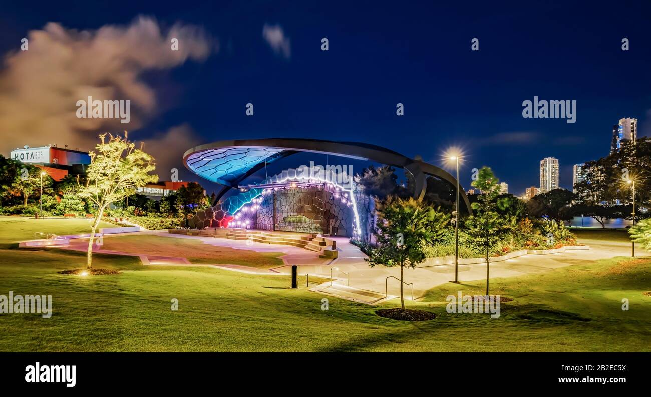 HOTA outdoor performance centre and stage on dusk Gold Coast, Queensland, Australia Stock Photo