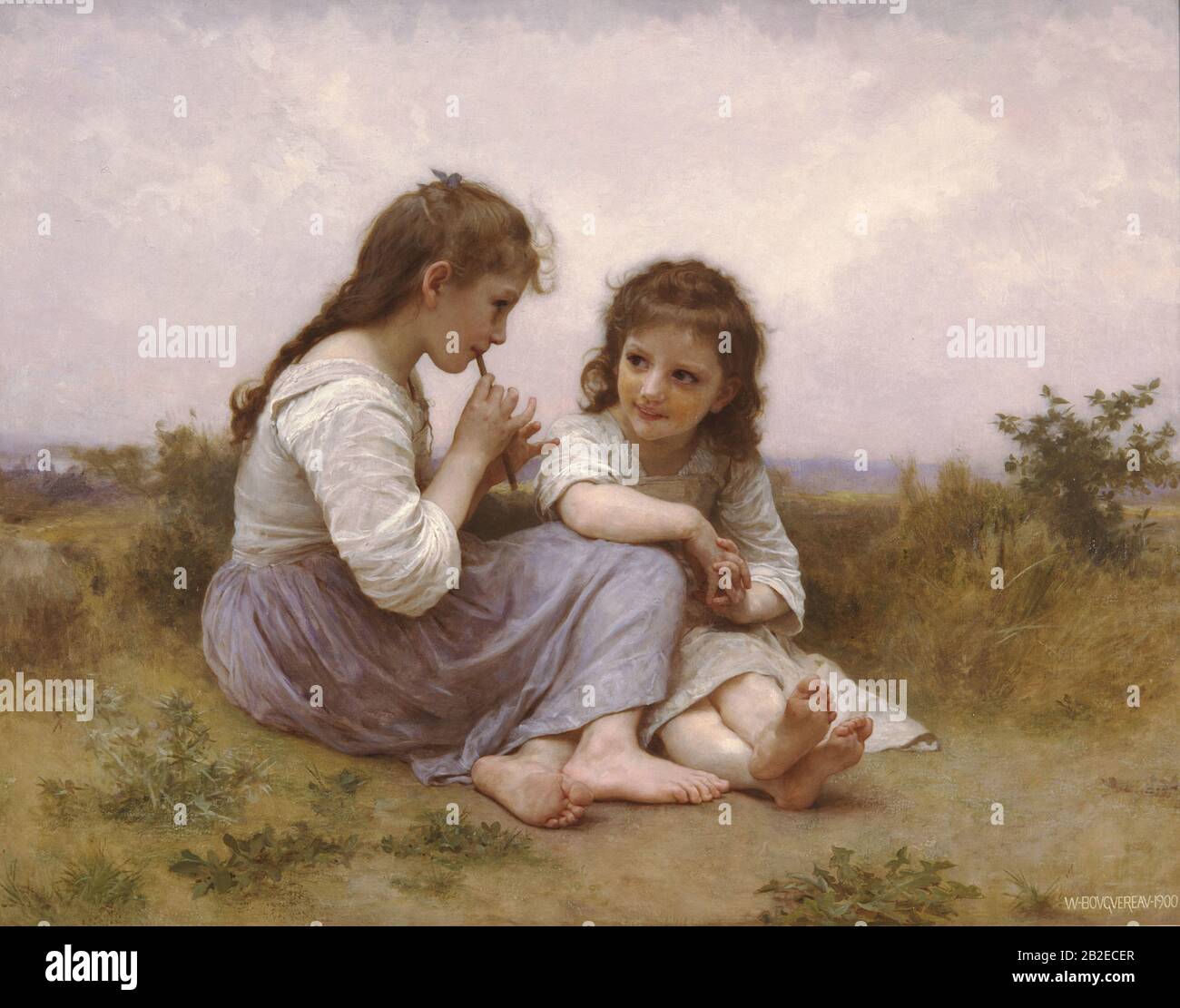 A Childhood Idyll (1900) French Academic painting by William-Adolphe Bouguereau - Very high resolution and quality image Stock Photo