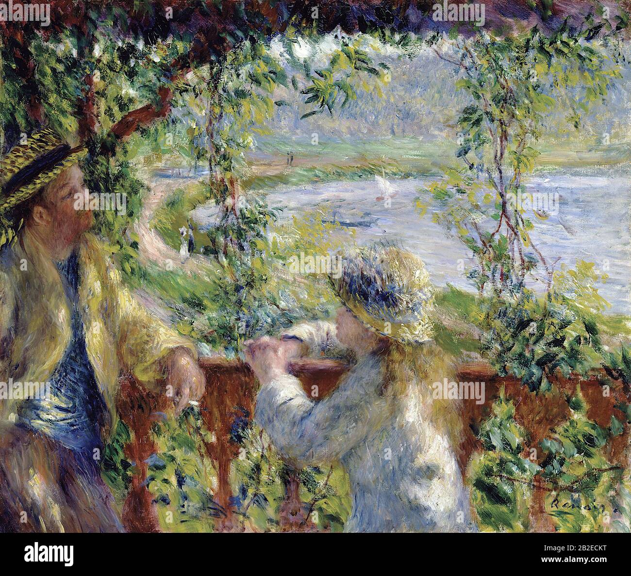 By the Water (Near the Lake) (Circa 1880) - 19th Century Painting by Pierre-Auguste Renoir - Very high resolution and quality image Stock Photo
