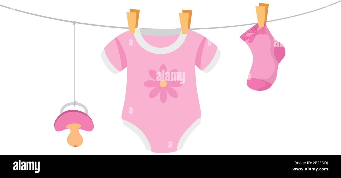 cute clothes baby with pacifier and sock hanging Stock Vector Image ...