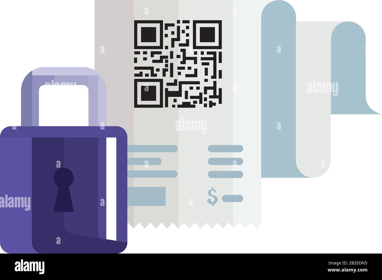 qr code receipt paper and padlock vector design Stock Vector Image ...