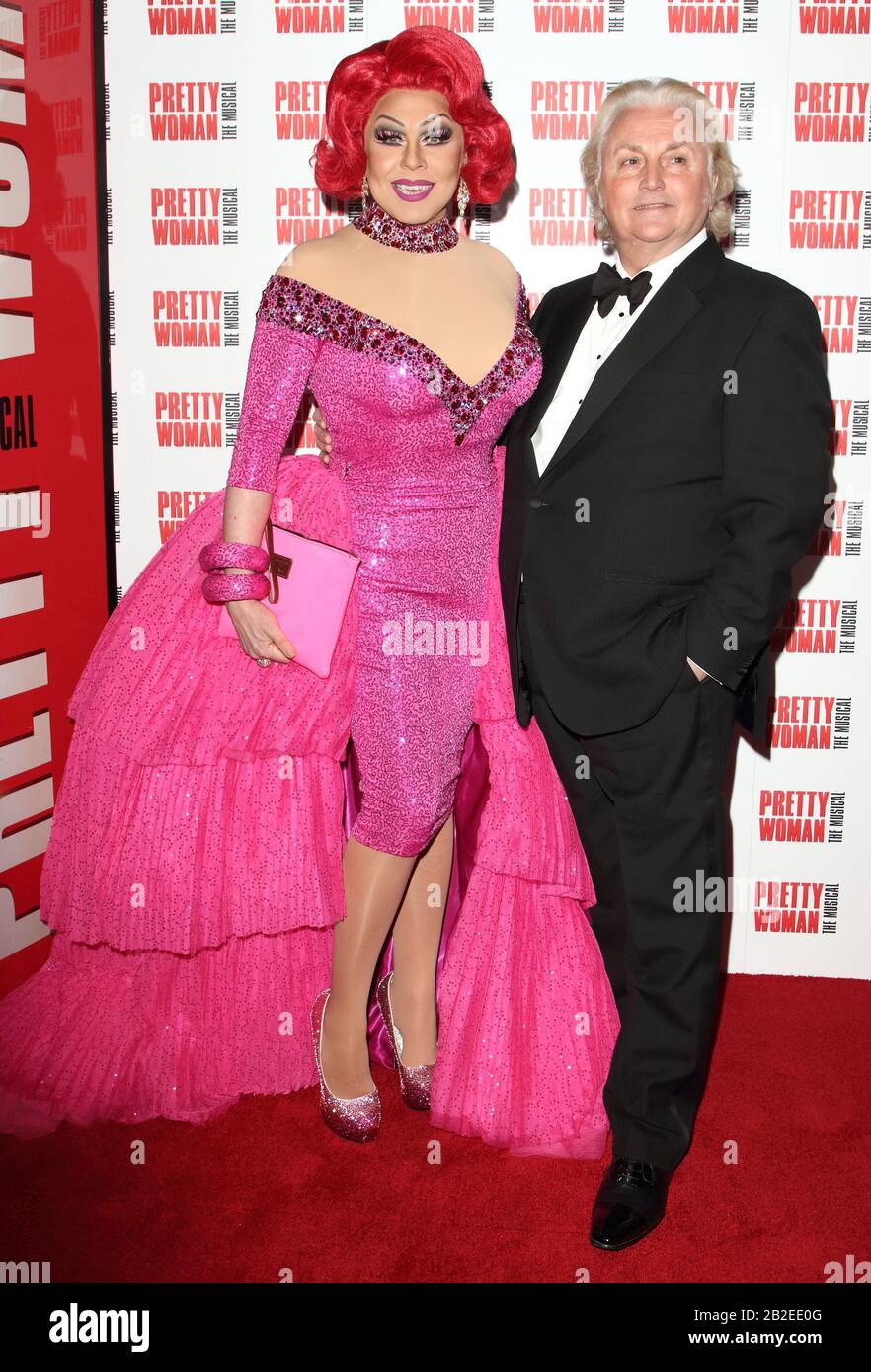 La Voix and David Emanuel attend the Pretty Woman, The Musical Press Night t the Piccadilly Theatre in London. Stock Photo