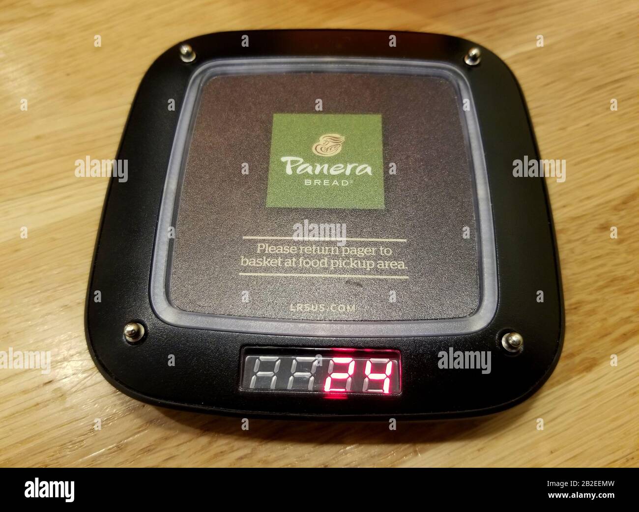 Wilmington, Delaware, U.S.A - March 2, 2020 - The wireless pager to alert the customer's order at Panera Bread Stock Photo