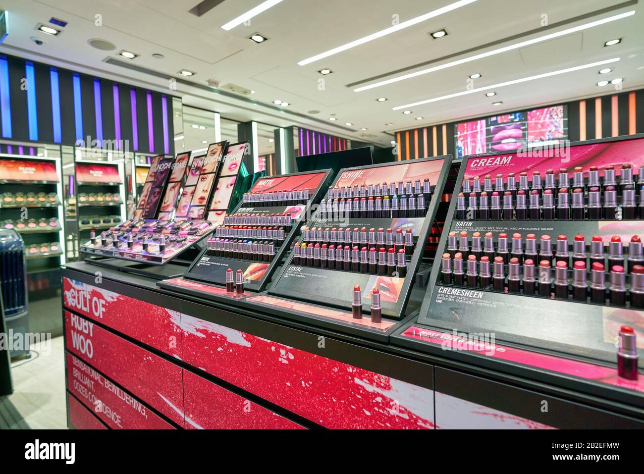 HONG KONG, CHINA - CIRCA JANUARY, 2019: lipsticks on display at MAC Cosmetics store in Hong Kong. Stock Photo