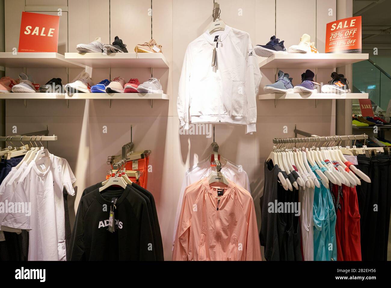 HONG KONG, CHINA - CIRCA JANUARY, 2019: clothes on display at Adidas store  in Hong Kong Stock Photo - Alamy
