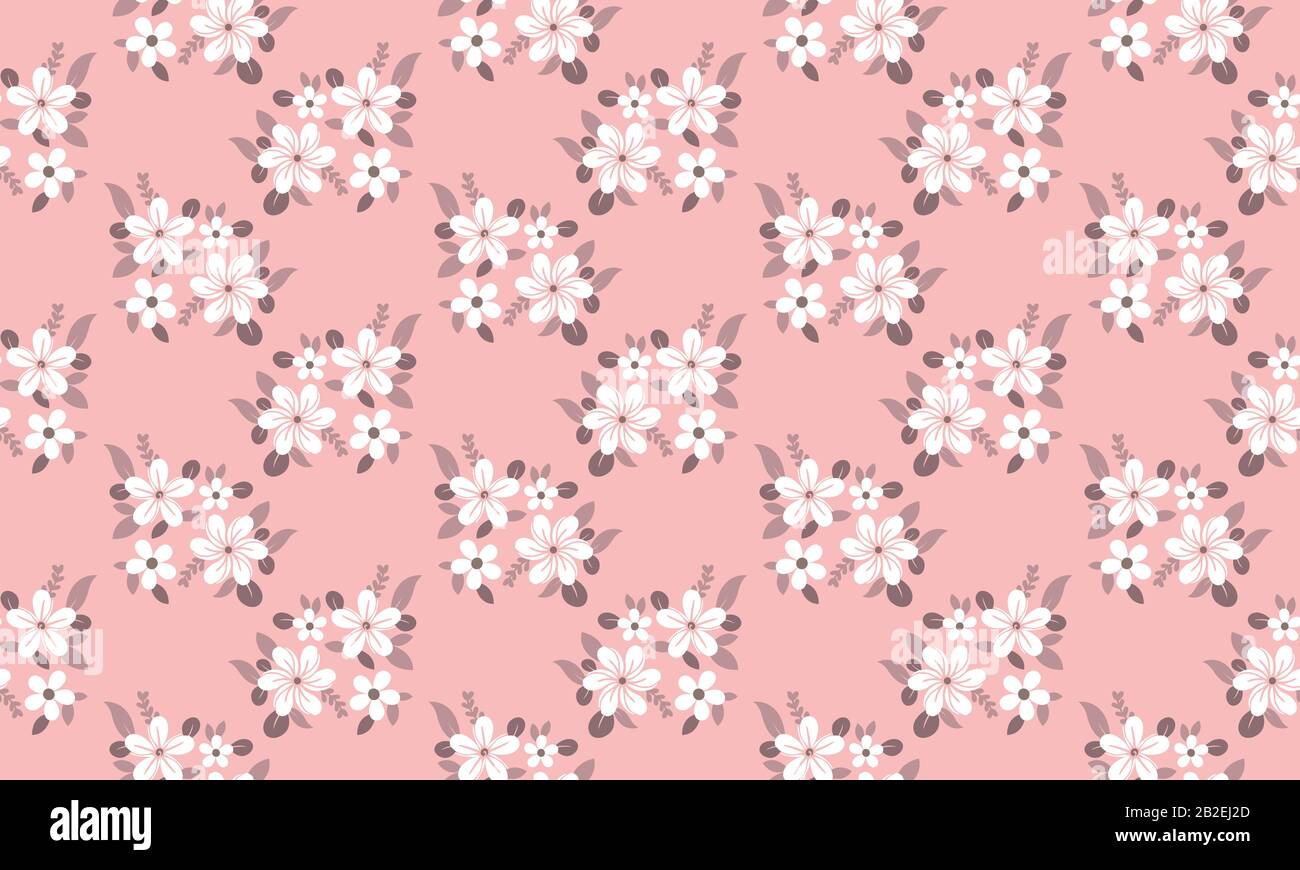 Seamless design of Botanical leaf with beautiful pink floral pattern ...