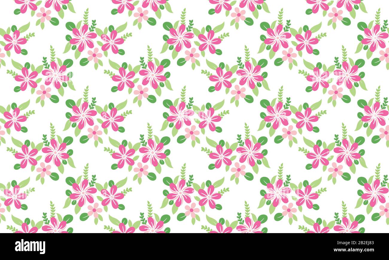Seamless design of Botanical leaf with beautiful pink floral pattern ...