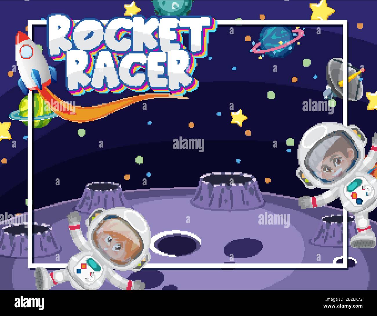 Background template with astronauts and many planets in space ...
