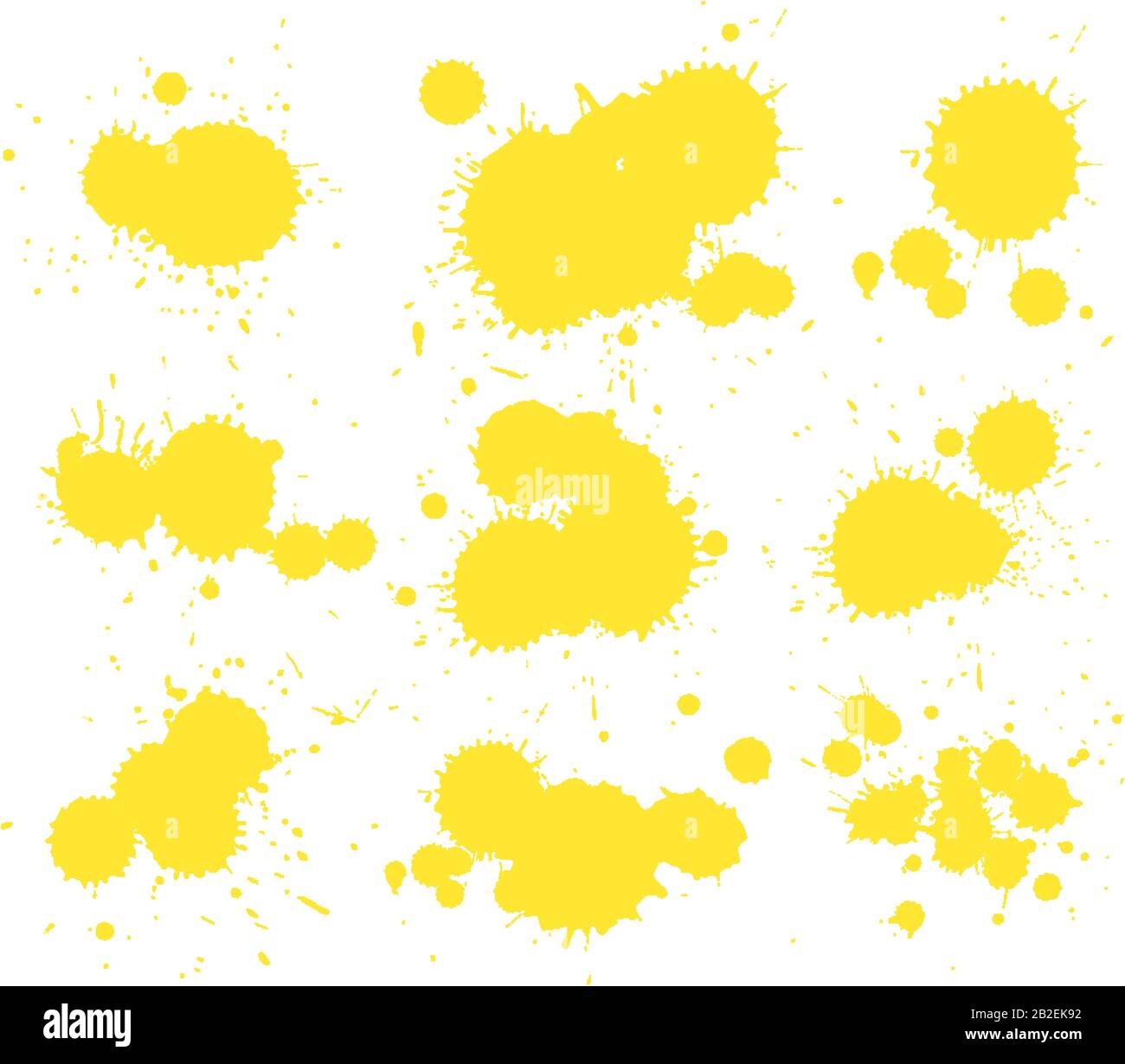Watercolor splash in set of yellow on white background illustration ...
