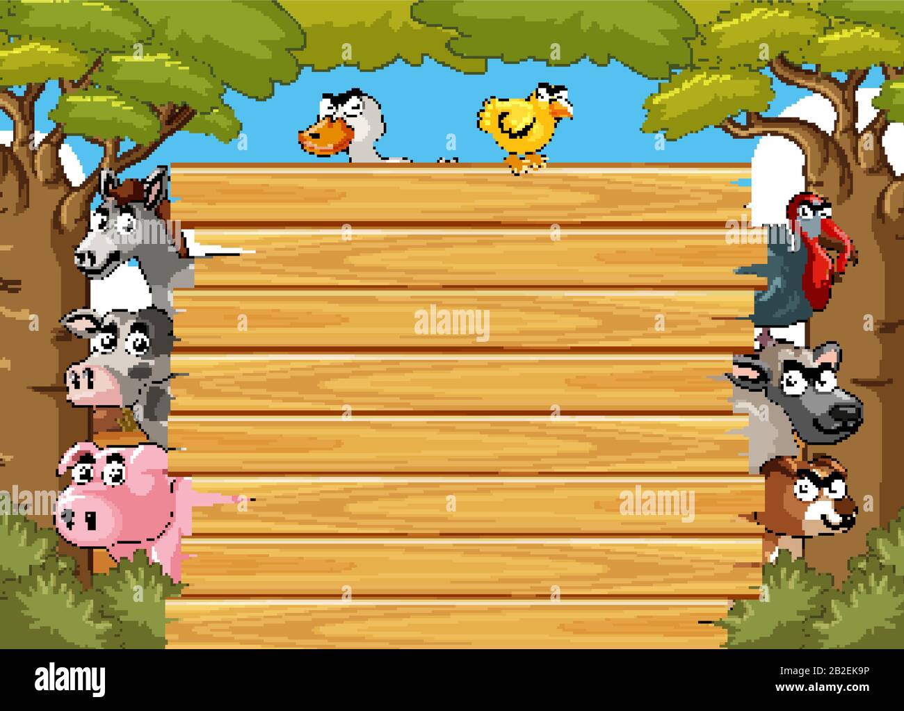 Board template with nature theme background illustration Stock Vector